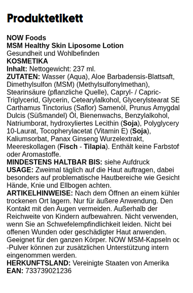 MSM Healthy Skin Liposome Lotion - 237 ml.