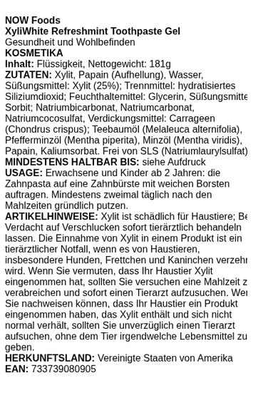 XyliWhite, Refreshmint Toothpaste Gel - 181 grams