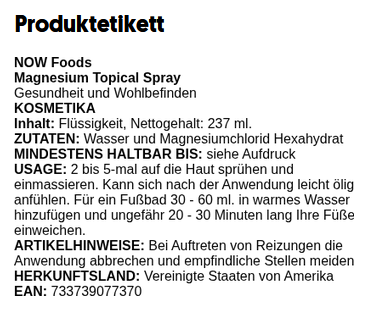 Magnesium Topical Spray - 237 ml.