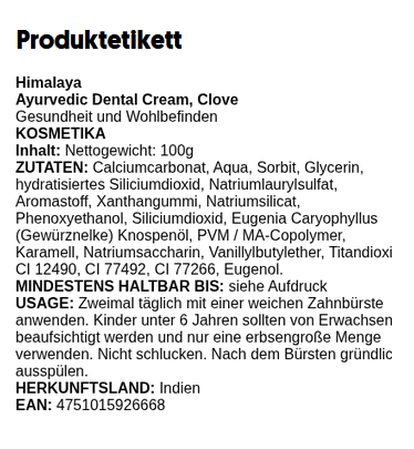 Ayurvedische Zahncreme, Nelke – 100 Gramm