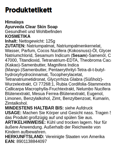 Ayurveda-Seife für reine Haut – 125 Gramm