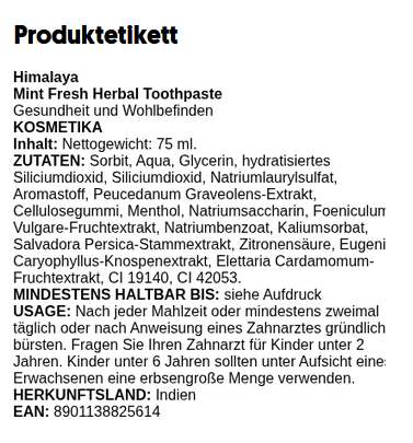 Mint Fresh Herbal Toothpaste - 75 ml.