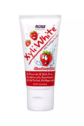 Xyli White Kids Toothpaste tube with strawberry flavor on a white background