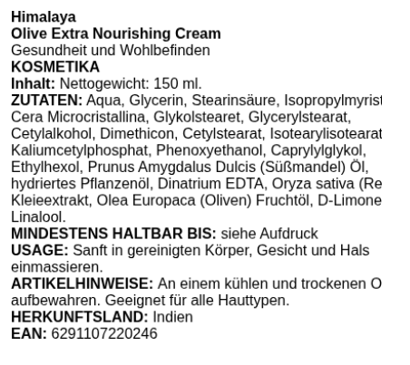 Olive Extra Nourishing Cream - 150 ml. - MioVita